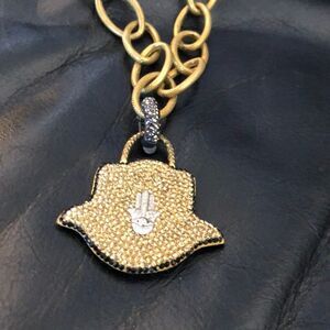 Double sided Hamsa reversible charm necklace